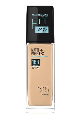 Maybelline New York Liquid Foundation, Matte Finish, With SPF, Absorbs Oil, Fit Me Matte + Poreless, 125 Nude Beige, 30ml, buy online at purepearlbeauty.com