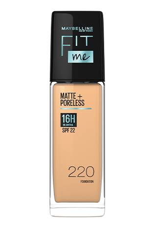 Maybelline New York Liquid Foundation, Matte Finish, With SPF, Absorbs Oil, Fit Me Matte + Poreless, 220 Natural Beige, 30ml, buy online at purepearlbeauty.com