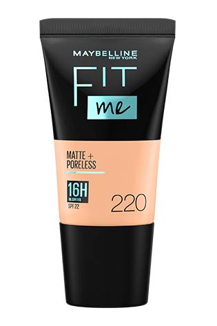 Maybelline New York Liquid Foundation, Matte & Poreless, Full Coverage Blendable Normal to Oily Skin, Fit Me, 220 Natural Beige, 18ml