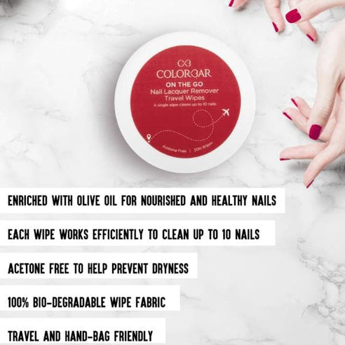 Colorbar On The Go Nail Lacquer Remover Travel Wipes - Sunshine Rose